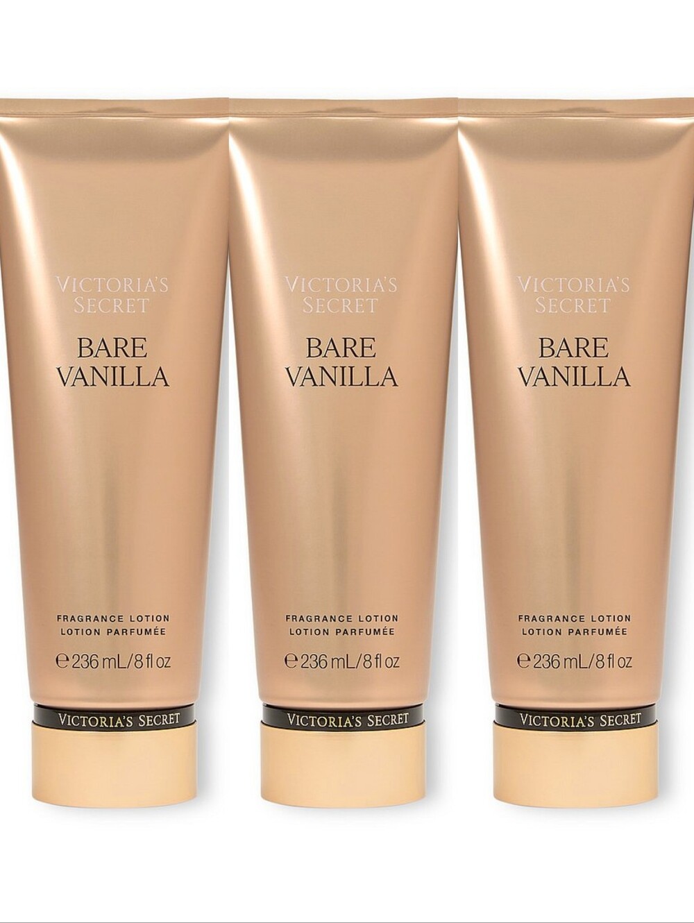 Victoria's Secret Bare Vanilla Fragrance Body Lotion Set of 3 NEW